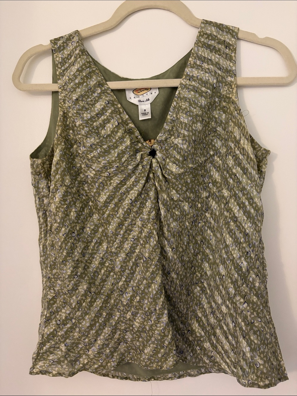Talbots Olive Green Printed V-Neck Twist-Front Camisole